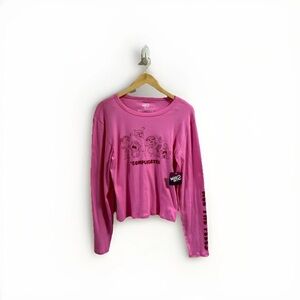 NWT Disney Pixar Inside Out 2 Womens XL Pink Grapic Crop Lng Slve Tshirt Complic